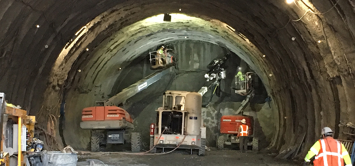 SEM Excavation of East Link Downtown Bellevue Tunnel