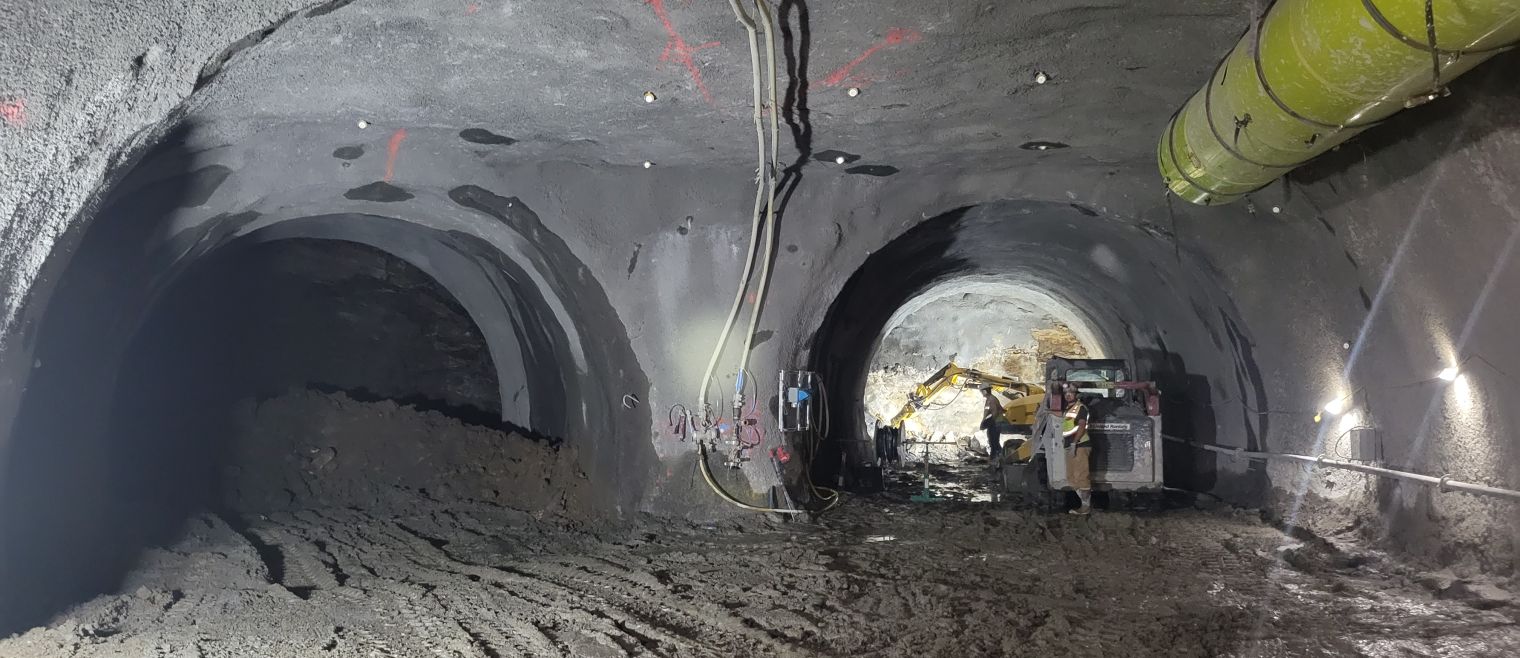 tunnel interior where two tunnels merge into one
