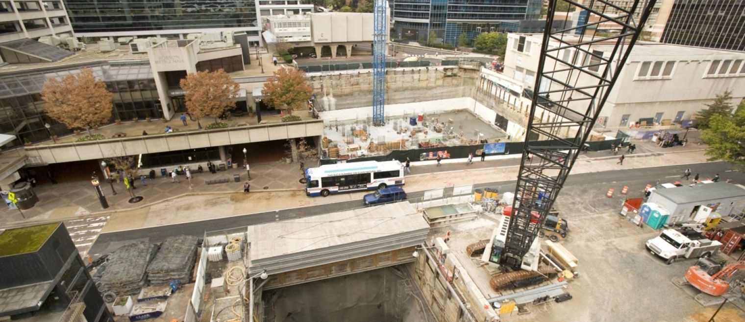 exterior aerial view of shaft during construction