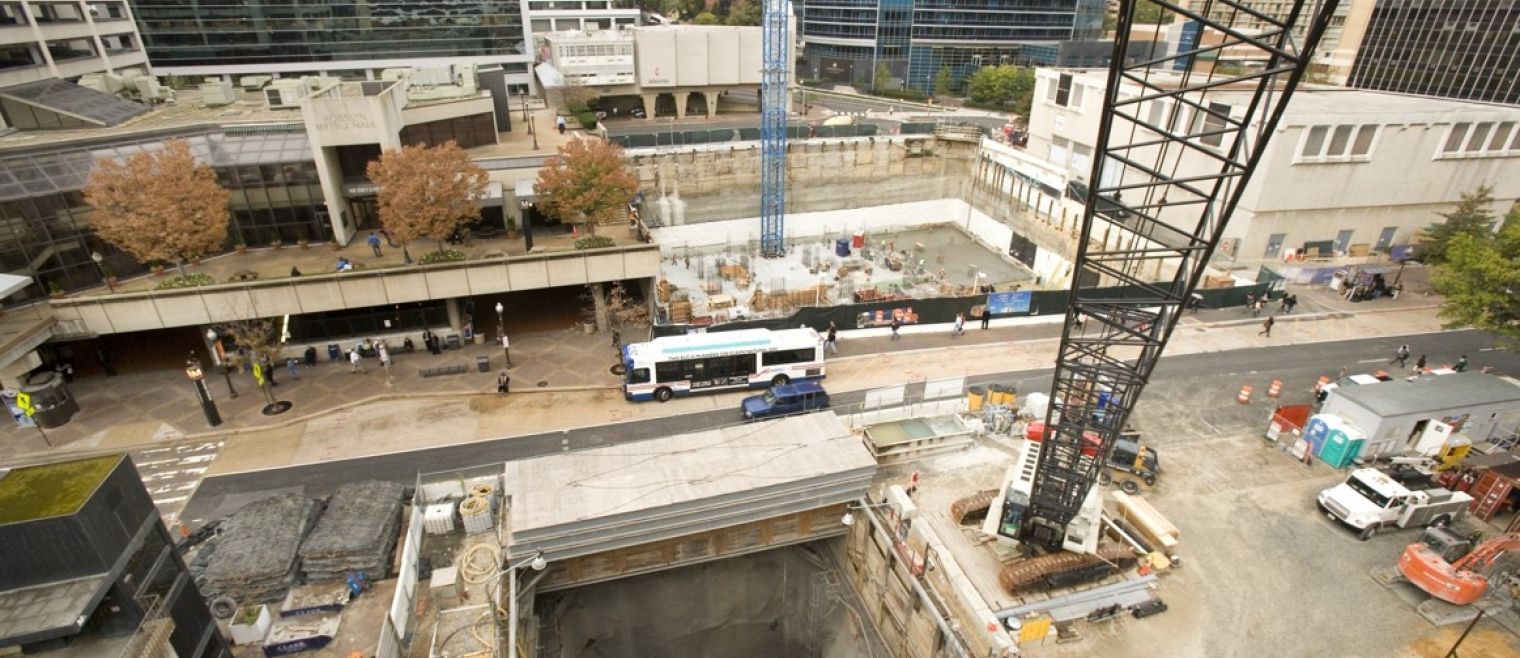 exterior aerial view of shaft during construction