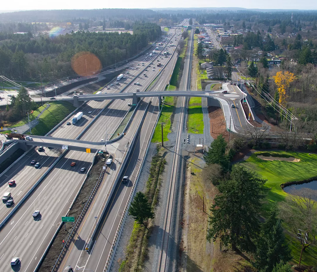 Aerial view of I-5/Steilacoom-DuPont Rd to Thorne Ln.